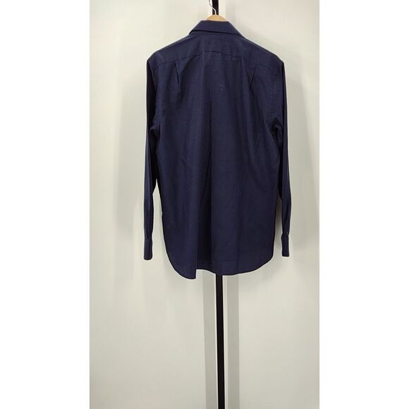 Quince Men's Ultra Luxe Organic Cotton/Cashmere Dress Shirt Navy Sleeved Top L - Picture 2 of 3